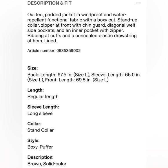 H&M Men's Water-Repellent Puffer Jacket NWT - Picture 3 of 6